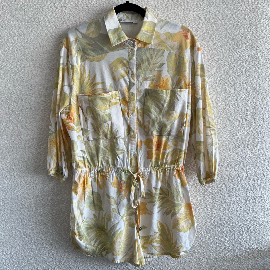 Le Salty Label Nwot Women’s Jerry White Citrus Floral Romper Size Small